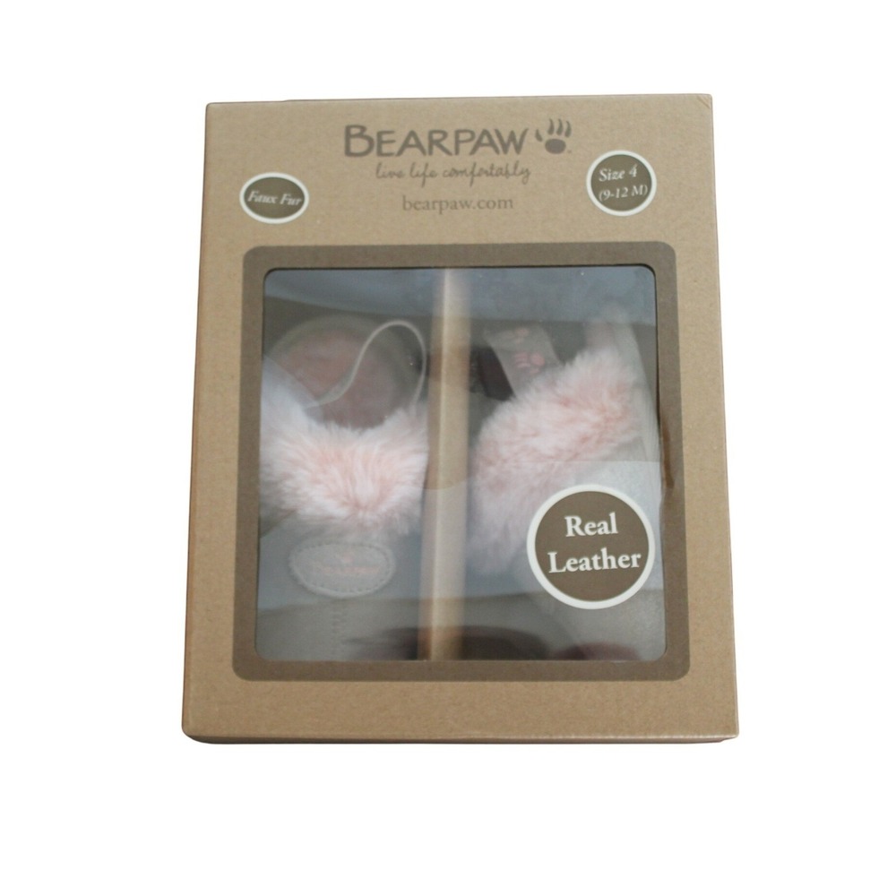 Bearpaw Infant Girls Slippers Size 4 9-12 M Gray Pink Glitter Real Leather New - Picture 8 of 8
